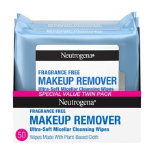 Neutrogena Cleansing Fragrance Free MakeupRemover Face Wipes Twin Pack, 2 x25