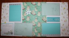 January scrapbook pages, 2 each 12 x 12 handmade assembled premade Winter