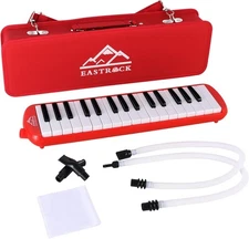 EastRock 32 Key Melodica Instrument Keyboard Soprano Piano Style 32key, Red 