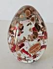 Vintage Murano Glass Egg Paperweight with Copper and Gold Flakes / shapes LOOK