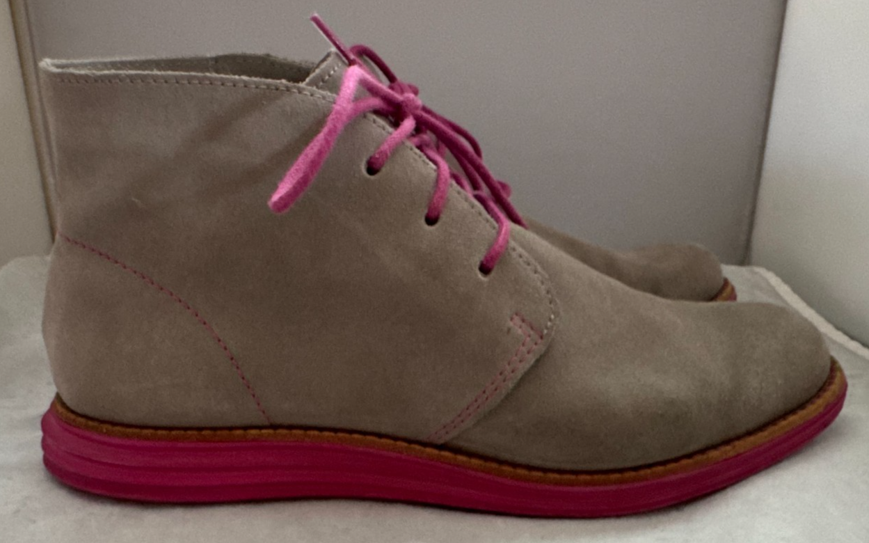 SAOLA Stivali Chukka Cole Haan Lunargrand donna taglia 6 5 grigio suola rosa ottime condizioni