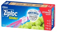 Ziploc Quart Food Storage Slider Bags, Power Shield Technology for More Durabili