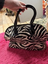women’s y2k style zebra print black and cream handbag