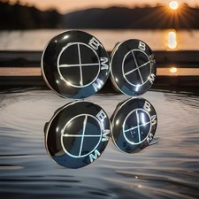Original Style 4pcs All Black 56mm Alloy Wheel Center Caps For Bmw A103