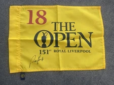 Padraig Harrington Hand Signed The Open 151st Royal Liverpool golf Flag COA