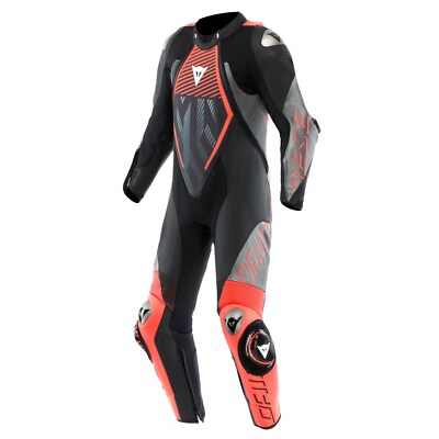 Dainese Audax D-Zip 1-Teiler Lederkombi Perf.  Schwarz/Rot/Anth 56 Sport/Racing