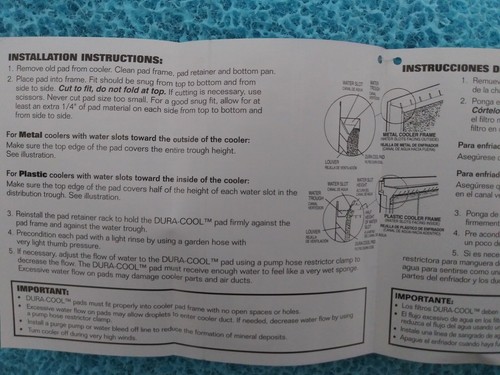 (1) Dial # 3072 28" x 34" Pre-Cut Non Allergenic Evaporative Swamp Cooler Pads - Picture 3 of 3