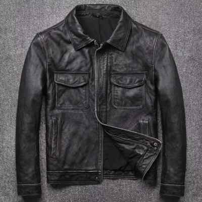 Men's Vintage Black Motorcycle Style Slim Fit Handmade Real Leather Biker Jacket