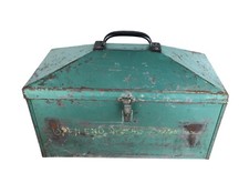 Park Mfg Green Metal Industrial Steel Hip Roof Toolbox with Tray 18 x 8 x 12"