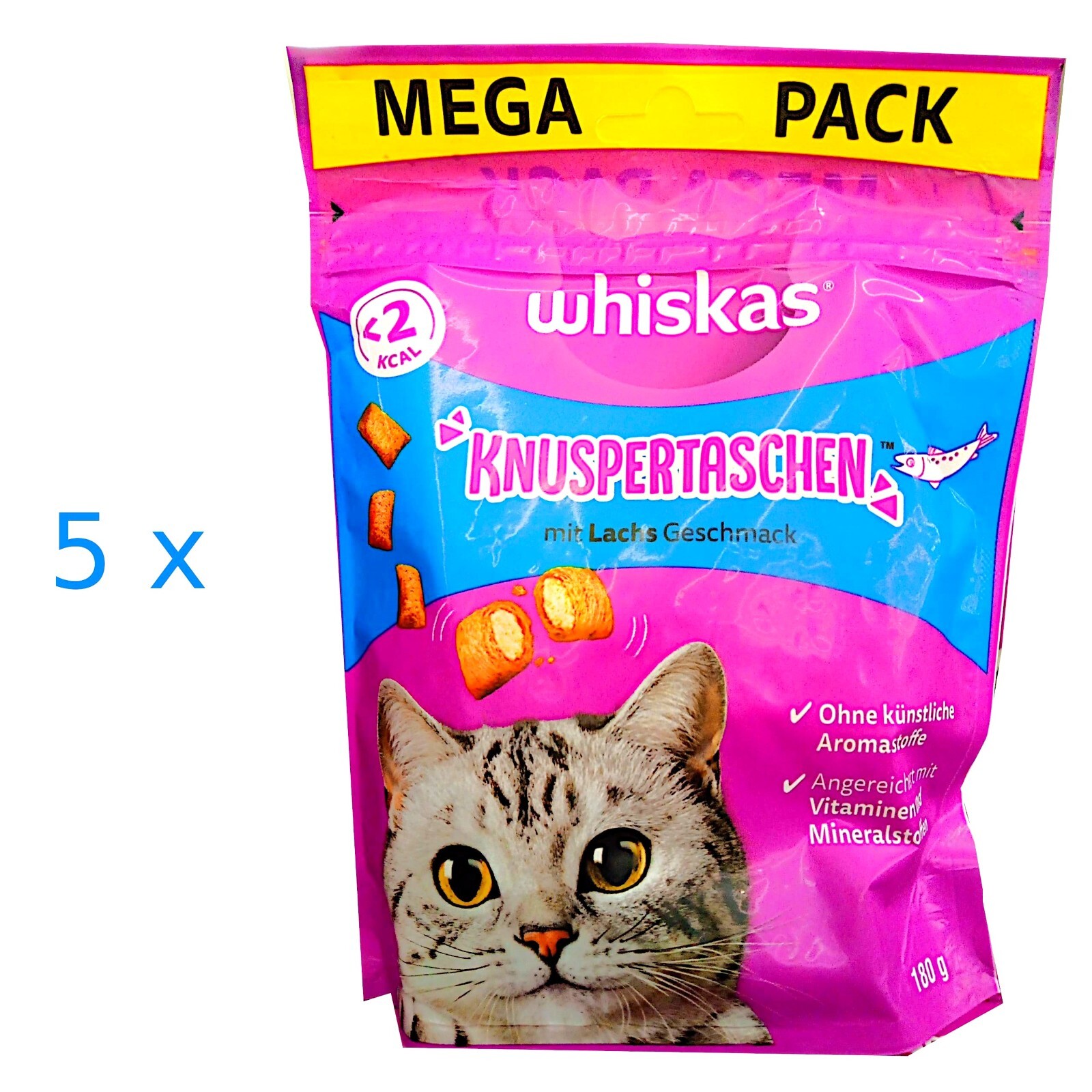 Whiskas Knuspertaschen - Sparpaket Lachs (4 x 180 g) Katzensnacks - Bild 2