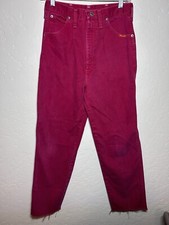 Vtg 80s Wrangler Red Jeans High Waisted USA Made Rockabilly Western 7/8x32  