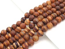 Natural Brown Tibetan Agate with Line - 8/10mm Round Smooth Beads - Sku U1103
