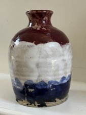Handmade Red White & Blue Jug Vase Art Potter...