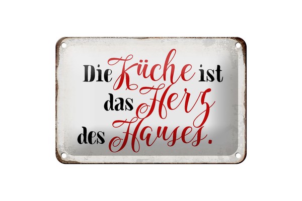 Blechschild Spruch 18X12 Cm KüChe Ist Das Herz Des Hauses Deko Schild-image