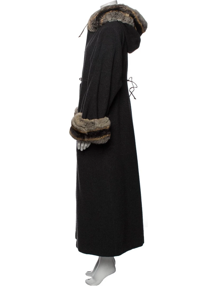 FENDI Cashmere Coat With Hood & Chinchilla Fur Trim Size: M | US6, IT42