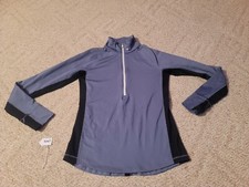 Under Armour Running Jacket Heat Gear Women s 1/4 Zip Gray Black Thumb Holes