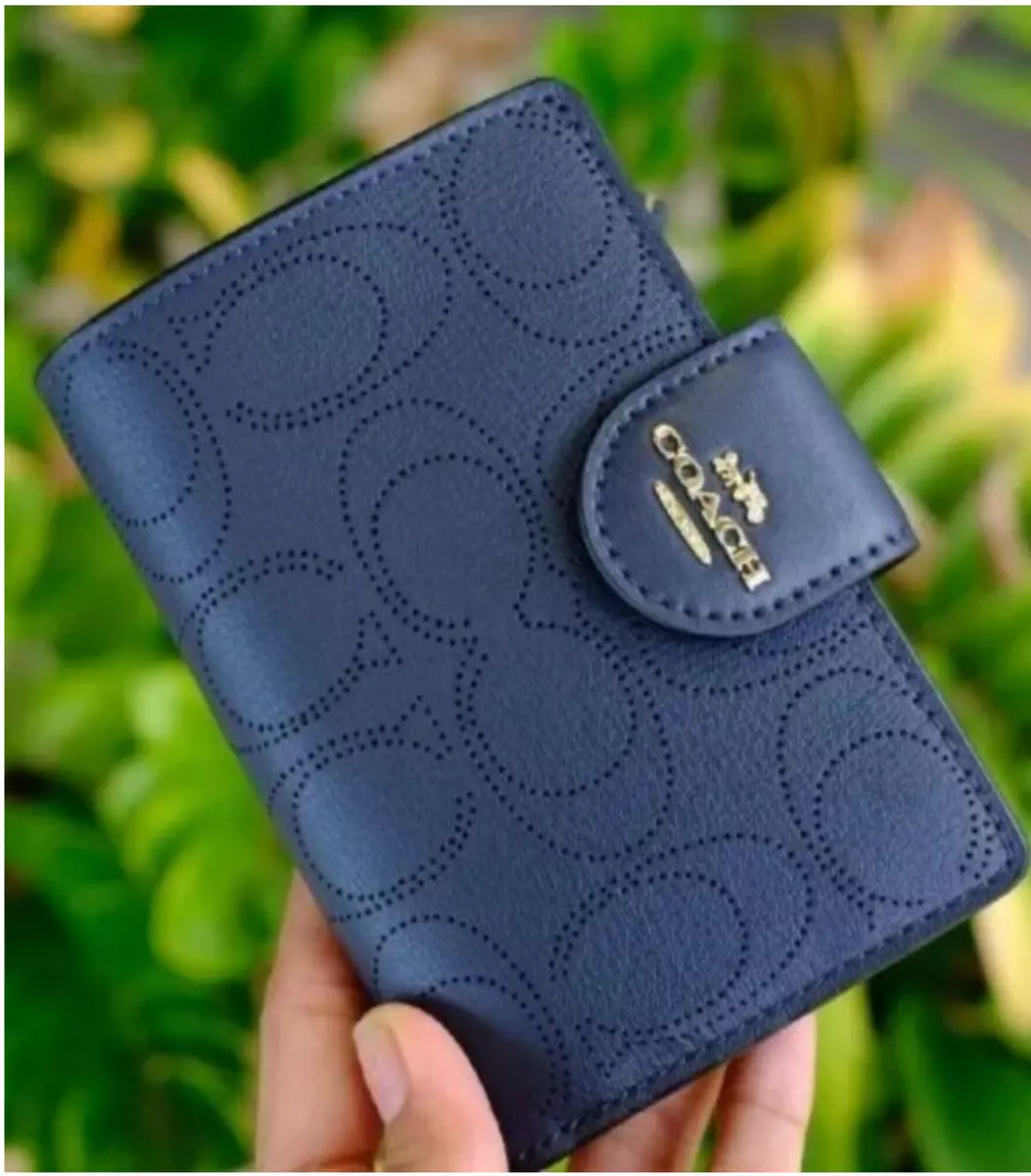 Coach Signature Leather Medium Corner Zip Wallet Midnight