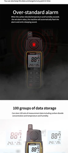 CO2 Meter Carbon Dioxide Temp RH Humidity Sensor Tester Air Quality Detector - Picture 12 of 15