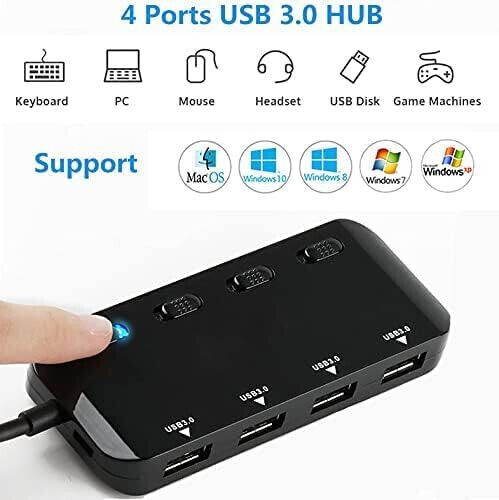 HUB USB 3.0 Superspeed 4 ports USB multiport Neuf Adaptateur pc portable neuf !! - Picture 2 of 9
