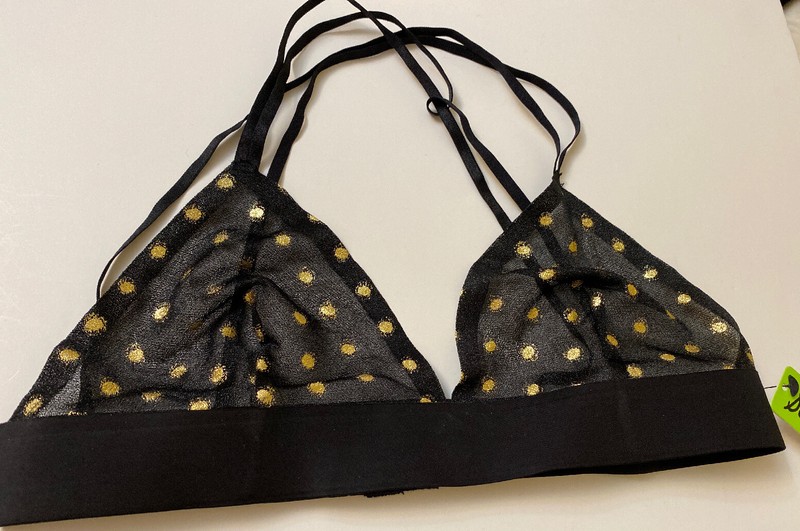 Sam Edelman Bra Bralette  Black Gold Dot M NWT Brand New