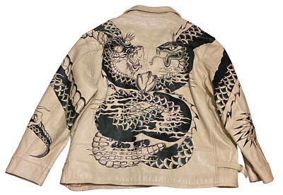 Genuine Leather Avirex Dragon Snake Jacket Hand Painted Limited