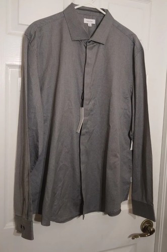 Calvin Klein Men's Long Sleeve Button Up Dress Shirt Size XXL Grey 100% Cotton - Picture 7 of 17