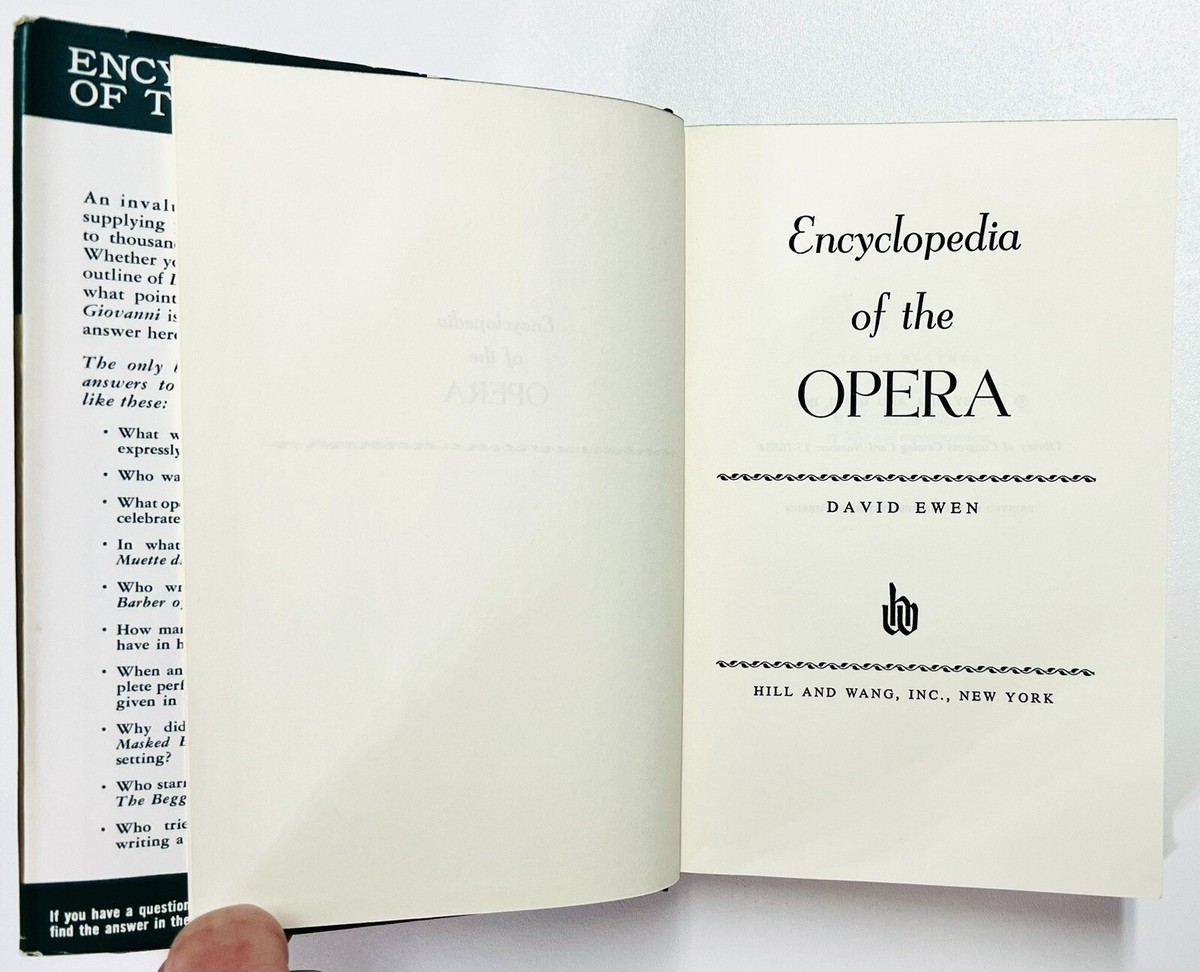 Vintage Encyclopedia Of The Opera A Guide David Ewen 1955 HC DJ
