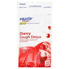 Equate Cherry Cough Drops with Menthol, 30 Count Gluten-free..+