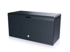 Garden Storage Chest Box Deck Patio Wheels Handles Weatherproof 290L Rattan Grey