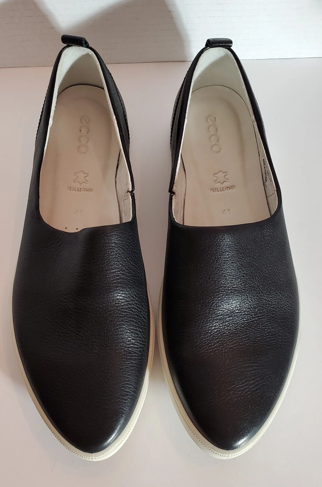 Sneaker slip da donna Ecco Gillian nere in pelle mocassino punta taglia 10