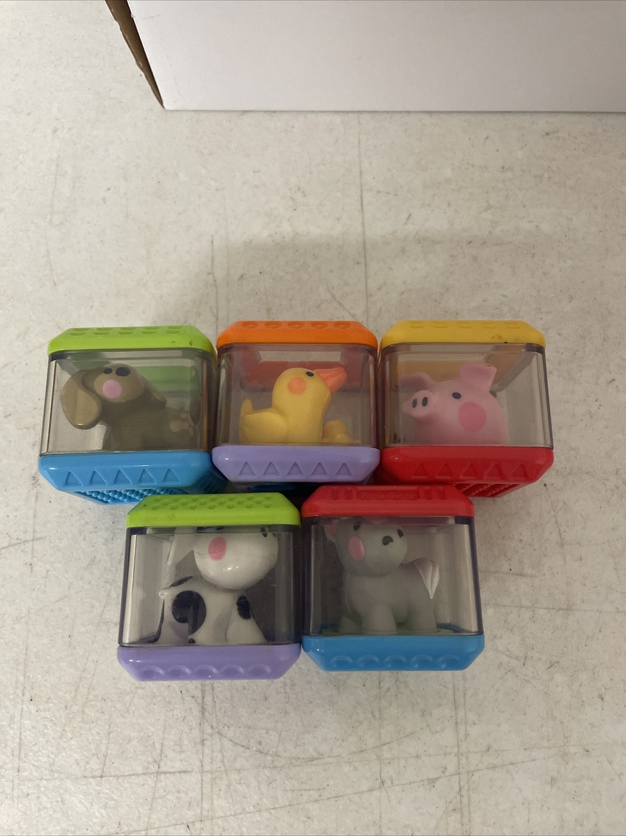5 Fisher-Price Peek-a-Boo Blocks Farm Animals Sensory, Puppy, Cow