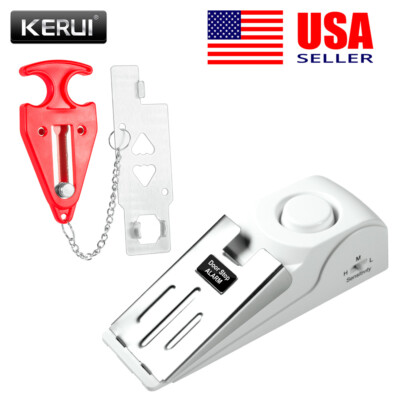 Portable Wireless Door Stop Security Alarm Wedge Stopper Home Travel Anti Theft