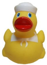 Patriotic Navy Sailor Duck, Squeaky  Floating Upright Bath Toy - Waddlers Brand