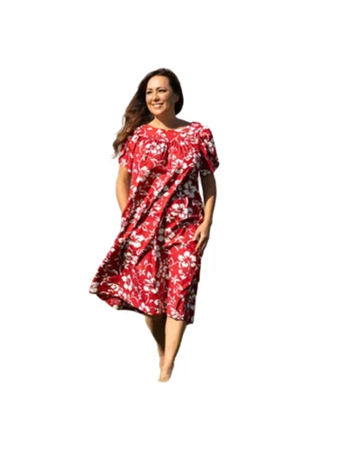 Hilo Hattie The Hawaiian Original Classic Muumuu Dress Red Floral Vintage 1XL