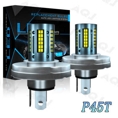 2 x P45T 84SMD LED White Motorcycle Headlight Car Bulb Lamp 10V DC High Low Beam