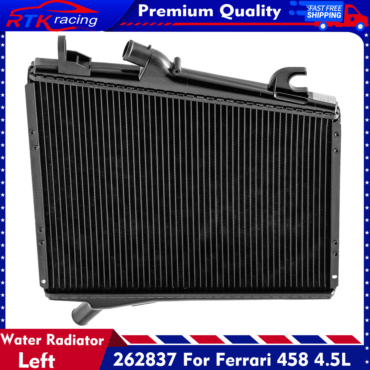 262837 Left Water Radiator For Ferrari 458 4.5L 4499CC V8 GAS 2005-2015 2017