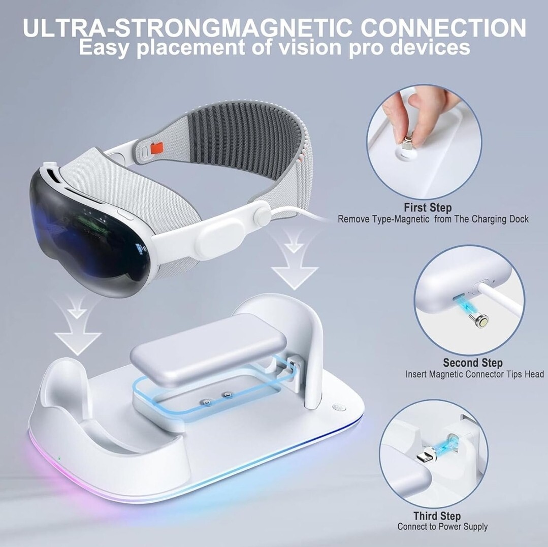 Vision Pro Charging Dock with LED Breathing Light & Fast Power Delivery-image