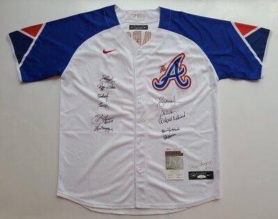 WOW Atlanta Braves Greats Signed Auto XL Jersey JSA COA Justice Klesko Avery +++