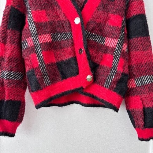 English Factory Checkered Plaid Cardigan Red Size L - Picture 7 of 9