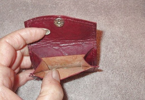 70s Vtg Tooled Leather Clutch Wallet & Coin Purse Hand Painted Tulips 2 Piece - Picture 5 of 8