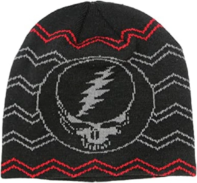 Hat New Grateful Dead Steal Your Face Adult Beanie Winter Skull Red Black SYF