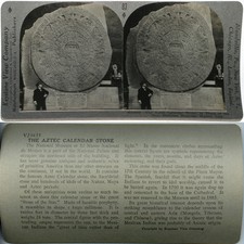 Keystone Stereoview Aztec Calendar Stone, Mexico City From 600/1200 Card Set #83