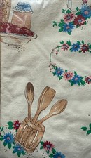 Vinyl Works Vintage vinyl tablecloth 52" x 70" Oblong Floral Cottage Core Blue