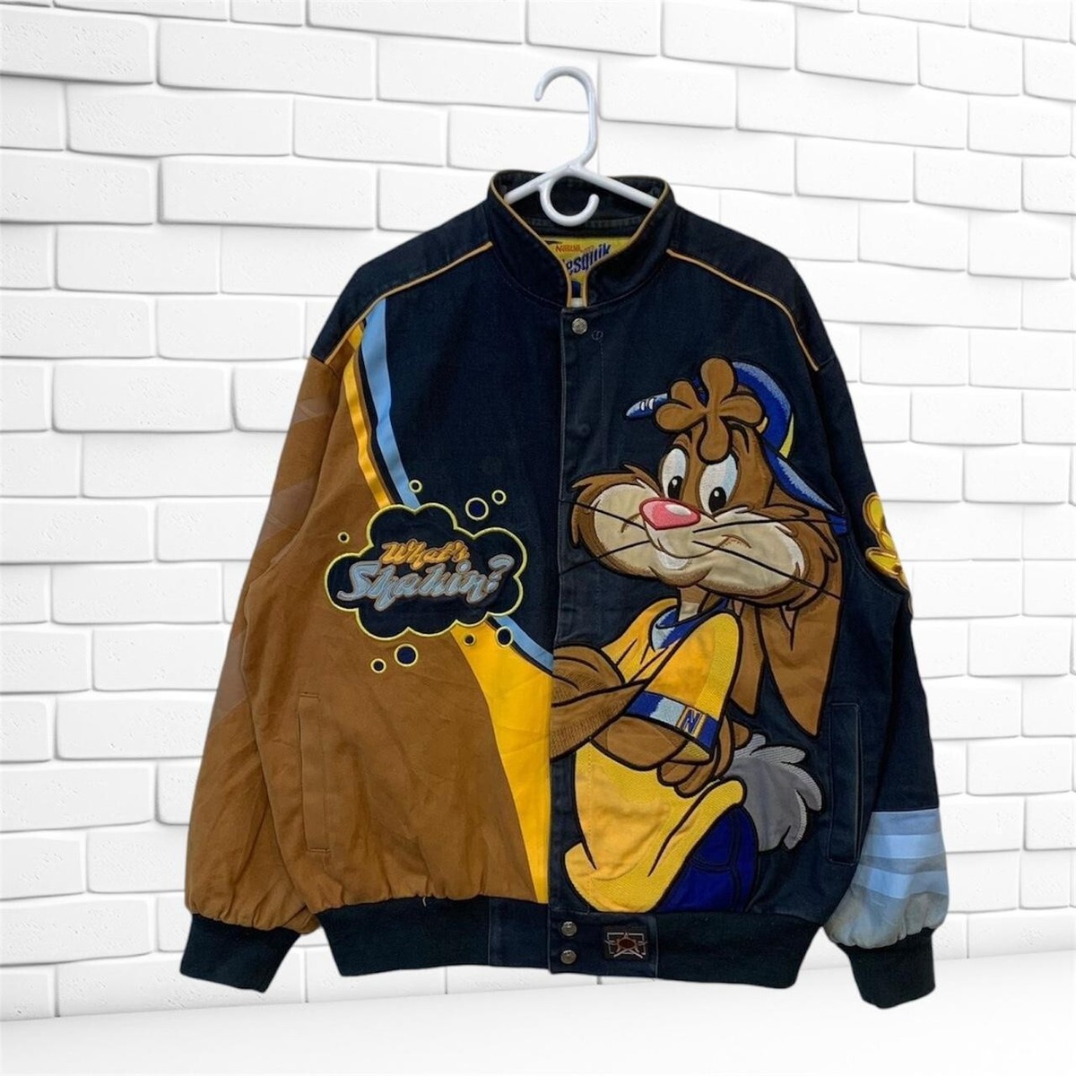 Vintage Y2K Jeff Hamilton Nestle Nesquik NASCAR Bunny Jacket XL | eBay