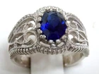 Blue Lab Sapphire Size 6.5 Ring 925 Sterling Silver Vintage Royal Style USA Made