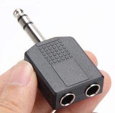 6.35mm 1/4" Male Plug to Dual 6.35mm Female Stereo Audio Splitter Connector AU