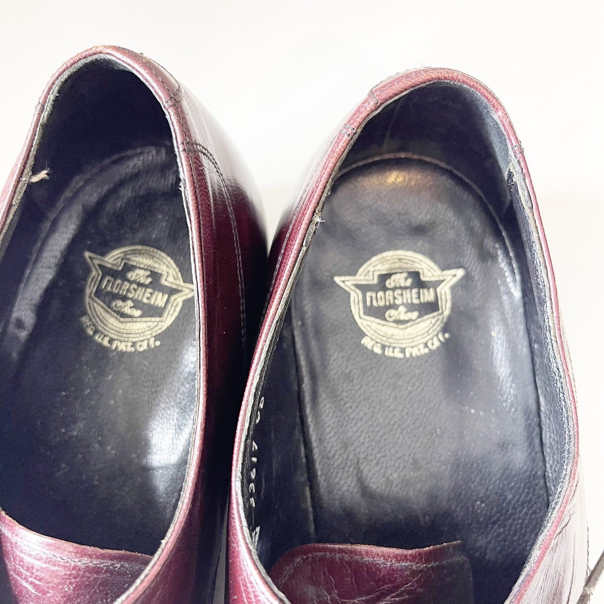 Vintage Florsheim Burgundy Apron Toe Derby Men’s Size 8B Narrow Shoe Florsheim Shoes Imperial Wingtip Leather Burgundy Oxblood  main image 2