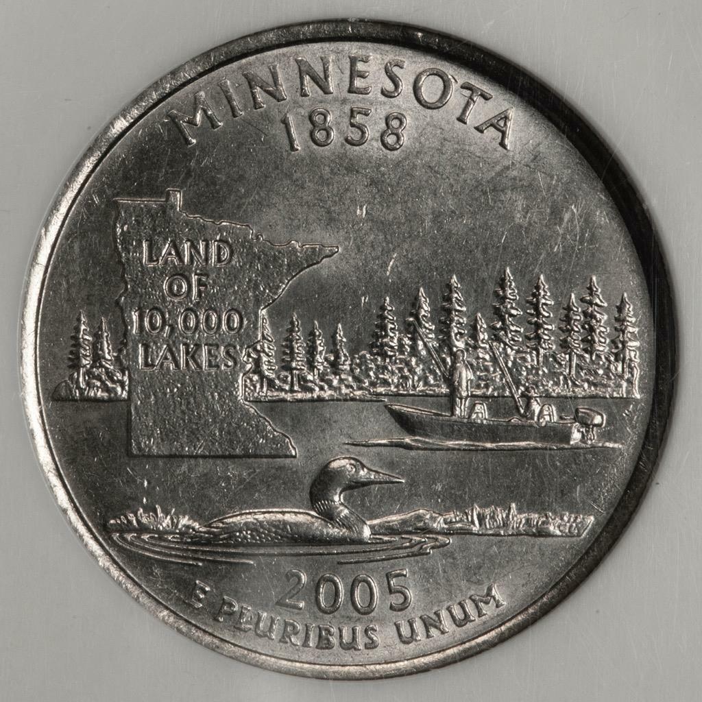 2005 NGC MS62 Missing Clad Layer Minnesota Quarter Mint Error Rare