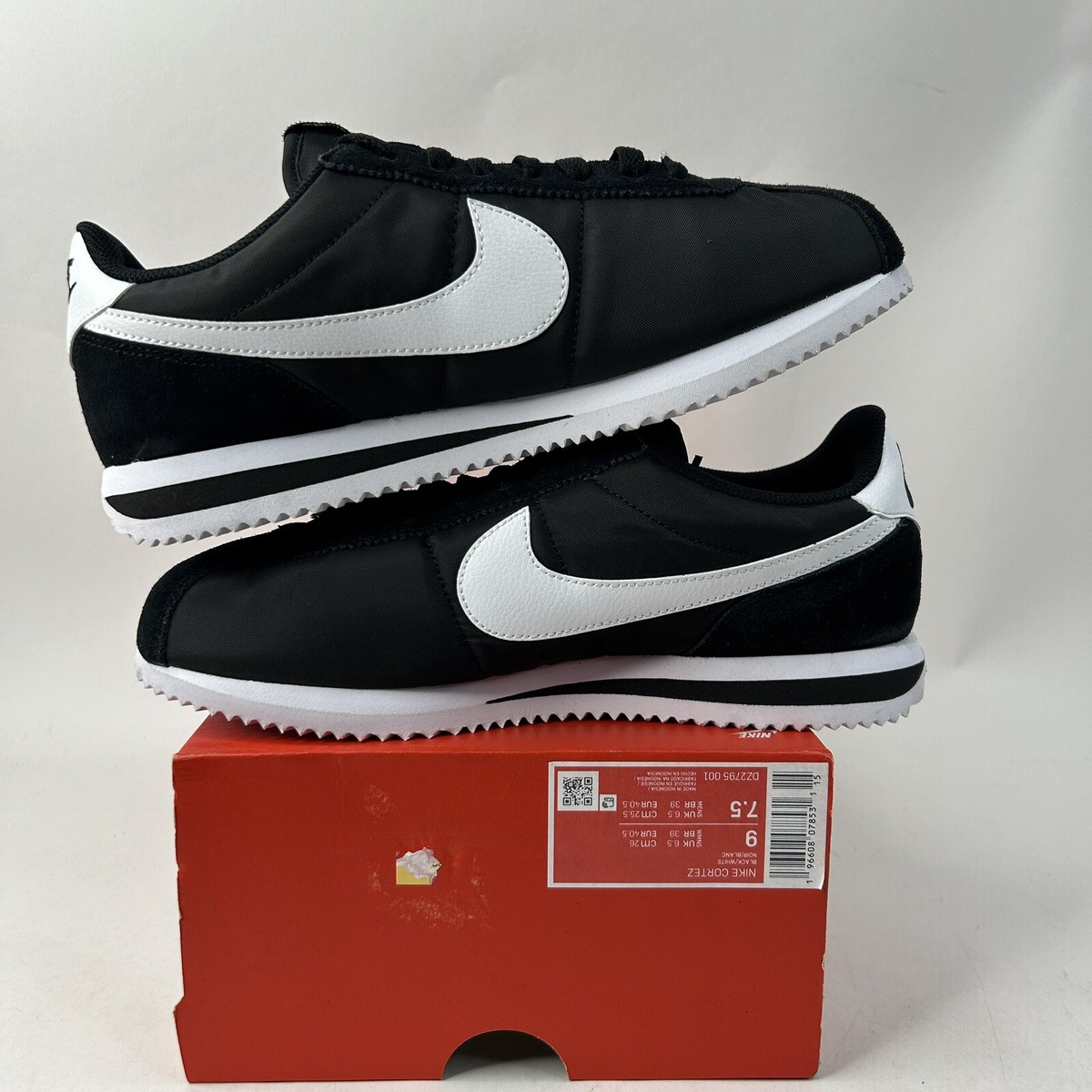 靴 NIKE CORTEZ BLACK/WHITE 27cm Nike Kids Cortez GS Black White Kids Youth Casual LifeStyle