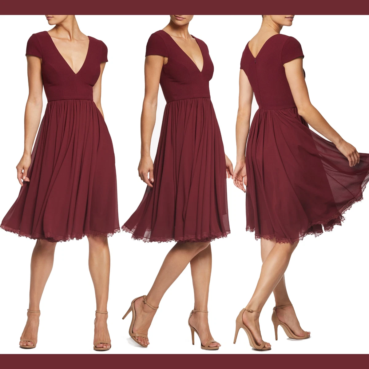 Dress the population corey hotsell chiffon fit & flare dress